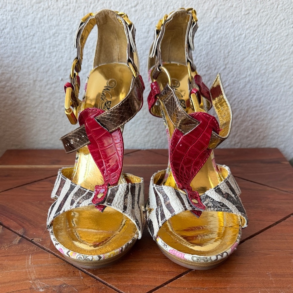 Wild Rose Multicolor Zebra Print & Red Accent Heels